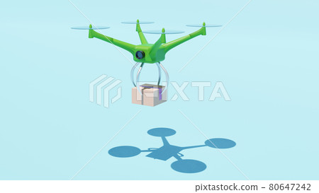 Image of drone carrying luggage Image of future logistics system Unmanned delivery system Automation / labor saving technology 80647242
