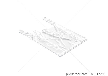 Blank white t-shirt plastic bag with handle mockup, side view Blank white t-shirt plastic bag with handle mockup, side view 80647798