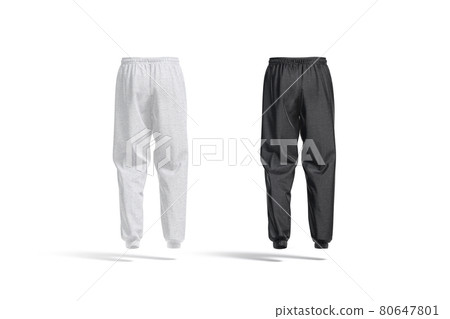 Blank black and melange sport sweatpants mockup, back view 80647801