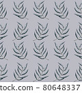 Seamless pattern, green leaves on grey background 80648337