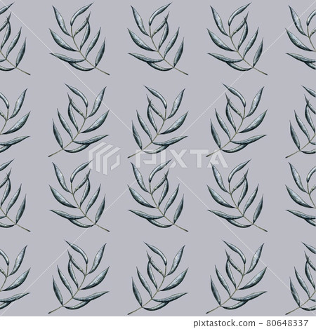Seamless pattern, green leaves on grey background Seamless pattern, green leaves on grey background 80648337