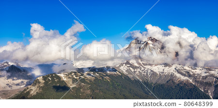 Aerial View from Airplane of Canadian Mountain Landscape Aerial View from Airplane of Canadian Mountain Landscape 80648399