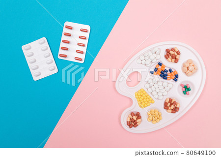 Pharmaceutical Industry and Medicinal Products - Different Colored Pills Pharmaceutical Industry and Medicinal Products - Different Colored Pills 80649100