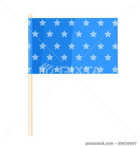 Blue flag with stars on a wooden flagpole. Vector Blue flag with stars on a wooden flagpole. Vector 80650697