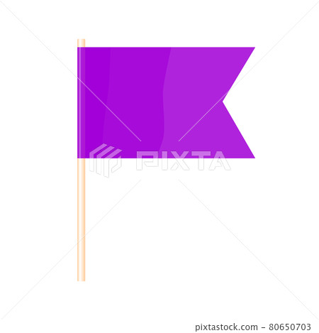 A colored flag on a flagpole. Violet flag. Vector A colored flag on a flagpole. Violet flag. Vector 80650703