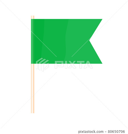 A colored flag on a flagpole. Green flag. Vector 80650706