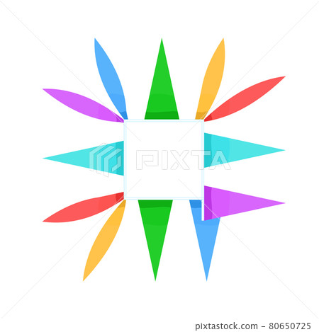 The frame is square with multicolored flags . Triangular colored flags adorn the square frame. Vector The frame is square with multicolored flags . Triangular colored flags adorn the square frame. Vector 80650725