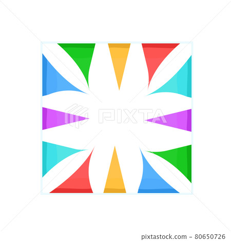 The frame is square with multicolored flags . Triangular colored flags adorn the square frame. Vector The frame is square with multicolored flags . Triangular colored flags adorn the square frame. Vector 80650726