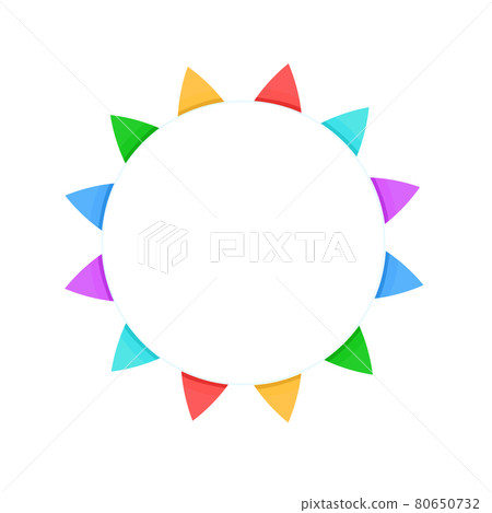 The frame is round with multicolored flags on a string .Vector 80650732