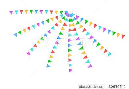 Colorful flags garlands on a rope isolated on a transparent background.Vector 80650741