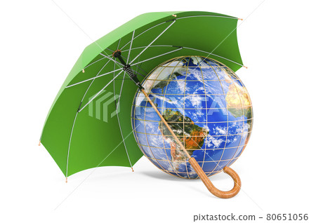 Earth Globe under umbrella, 3D rendering 80651056