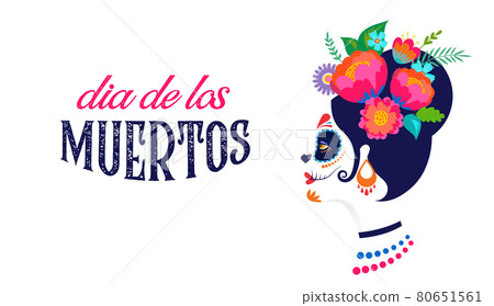 Dia de los muertos, Day of the dead, Mexican holiday, festival. Poster, banner and card with make up Dia de los muertos, Day of the dead, Mexican holiday, festival. Poster, banner and card with make up 80651561