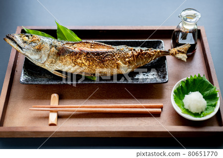 Grilled whole mackerel with salt Grilled whole mackerel with salt 80651770