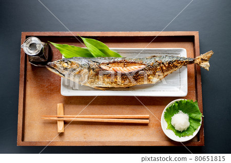 Grilled whole mackerel with salt Grilled whole mackerel with salt 80651815