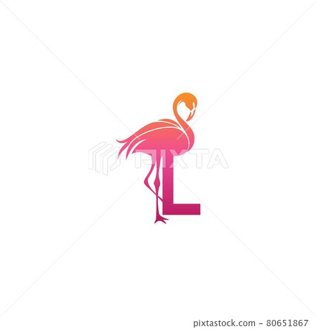Flamingo bird icon with letter L Logo design vector Flamingo bird icon with letter L Logo design vector 80651867