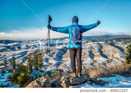 winter hiking Rocky Mountains foothills winter hiking Rocky Mountains foothills 80652207