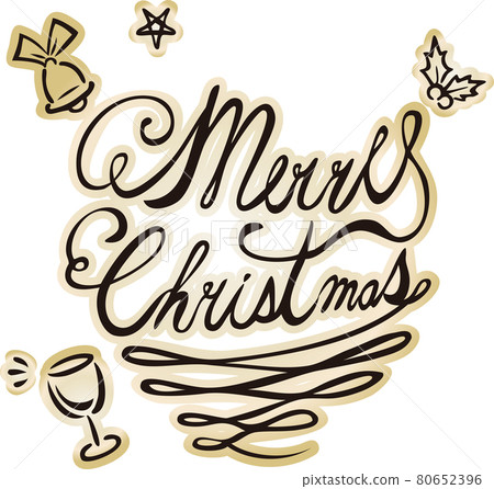 聖誕快樂聖誕英文書法字體手寫標誌字符時尚插圖 80652396