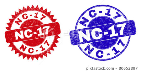 NC-17 Round and Rosette Seals with Grunge Texture 80652897