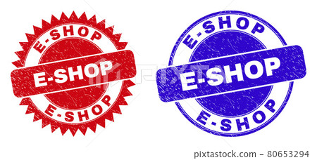 E-SHOP Round and Rosette Watermarks with Grunge... - Stock Illustration ...