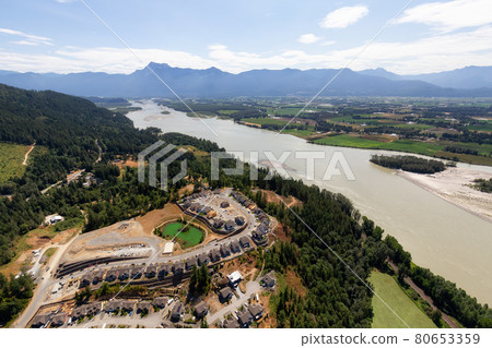 Aerial View of Residential Homes and Construction Site on a hill 80653359