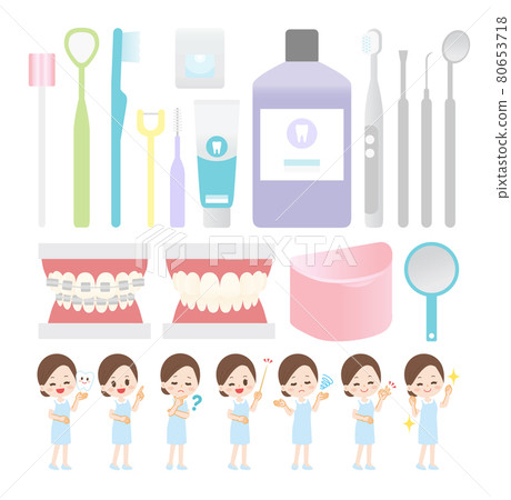 Dental tool treatment illustration set 80653718