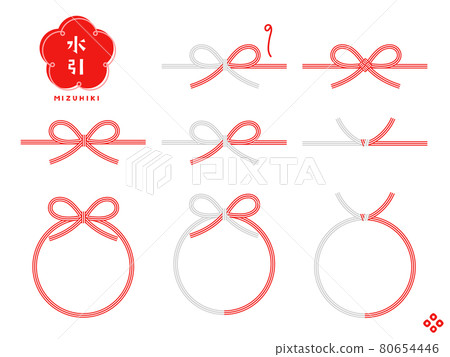 Simple Mizuhiki illustration, frame set Simple Mizuhiki illustration, frame set 80654446