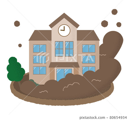 Vector illustration of a school suffering from a landslide Vector illustration of a school suffering from a landslide 80654934
