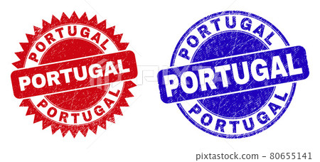 PORTUGAL Rounded and Rosette Stamp Seals with Unclean Texture 80655141