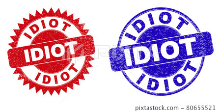 IDIOT Round and Rosette Stamp Seals with Grunged Surface 80655521