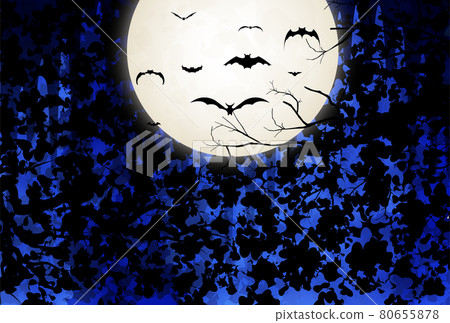 Halloween full moon night sky background - Stock Illustration [80655878 ...