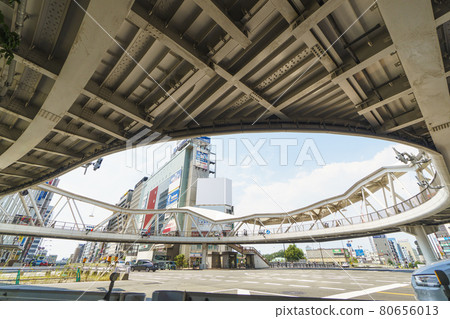 Scenery of Tennoji seen from Abeno Pedestrian Bridge [Osaka] July 2021 80656013