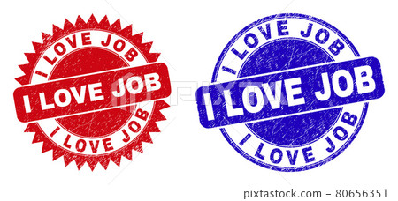 I LOVE JOB Round and Rosette Watermarks with Grunged Style 80656351