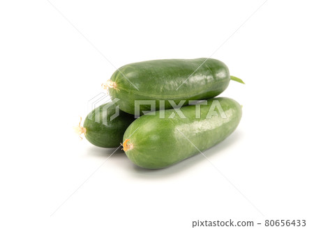 Mini cucumbers isolated on white background. Healthy food 80656433
