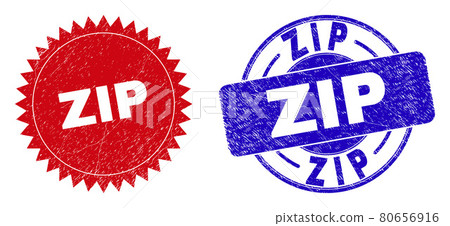 ZIP Rounded and Rosette Stamps with Grunged Style 80656916