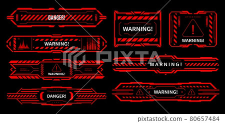 HUD danger and alert attention red interface signs 80657484