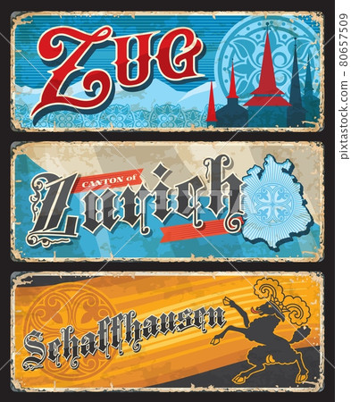 Swiss Zug, Zurich and Schaffhausen canton tin sign 80657509