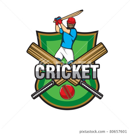 Cricket game team, league icon with bats and ball Cricket game team, league icon with bats and ball 80657601