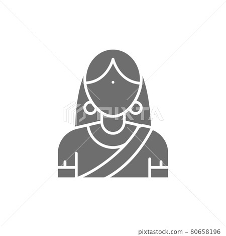 Indian woman in traditional national dress, bride grey icon. 80658196