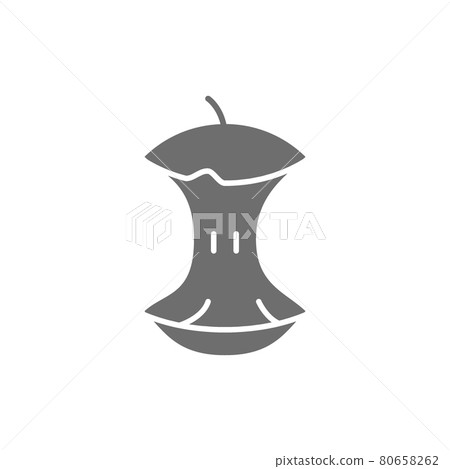 Apple core, food waste, garbage gray icon. Apple core, food waste, garbage gray icon. 80658262