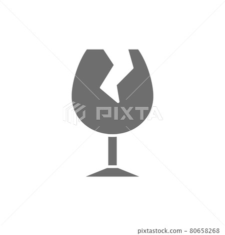 Broken glass, garbage gray icon. Isolated on white background Broken glass, garbage gray icon. Isolated on white background 80658268