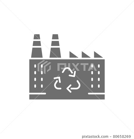Waste recycling plant, garbage factory gray icon. Waste recycling plant, garbage factory gray icon. 80658269