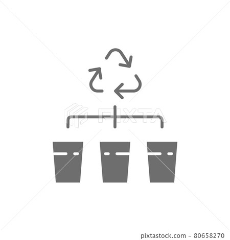 Separate garbage collection, waste sorting gray icon. Separate garbage collection, waste sorting gray icon. 80658270