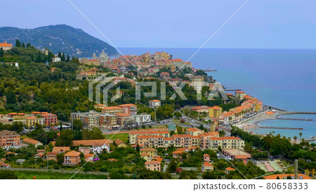 Italian city of Imperia at the Mediterranian sea 80658333