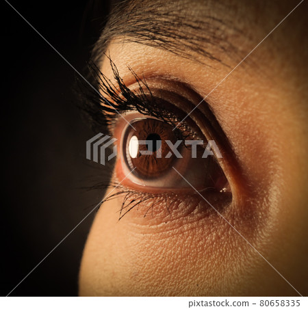 The eyes of a young pretty woman in extreme close-up 80658335