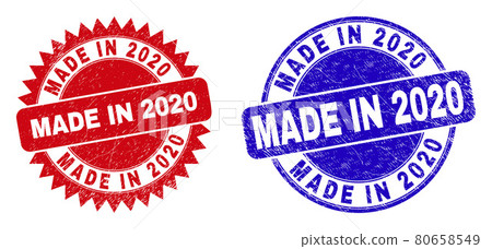 MADE IN 2020 Round and Rosette Watermarks with Grunged Surface 80658549