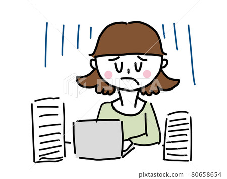 A woman whose computer work does not progress A woman whose computer work does not progress 80658654