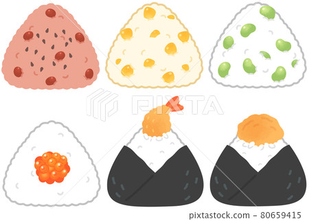 6 kinds of rice balls - Stock Illustration [80659415] - PIXTA