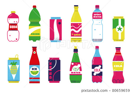 Soda bottles. Cartoon fizzy sweet drinks with... - Stock Illustration  [80659659] - PIXTA