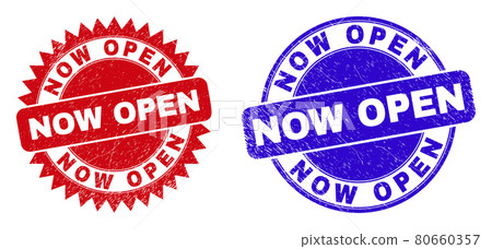 NOW OPEN Rounded and Rosette Stamp Seals with... - Stock Illustration ...