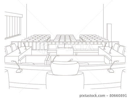 法院的矢量插圖。進行審判。 80660891